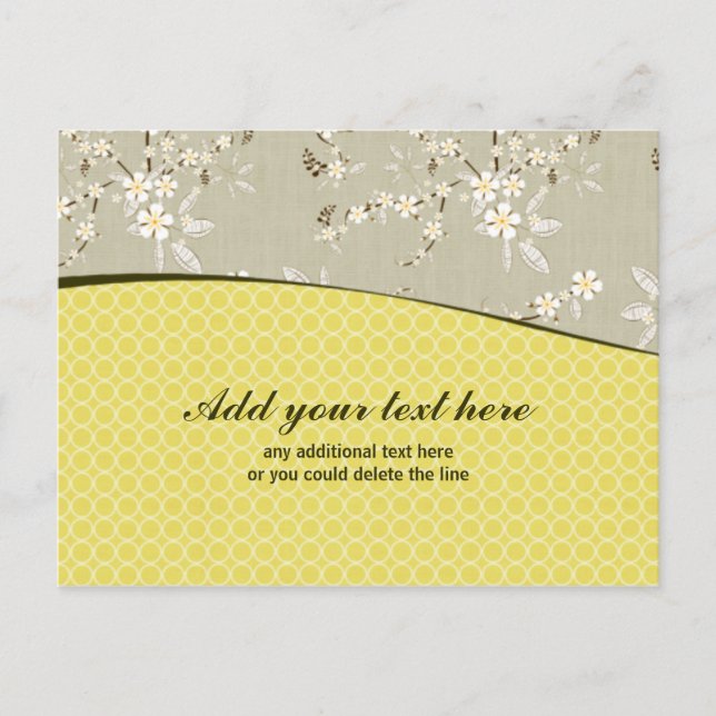 Custom gold grey flowers business postcard (Front)