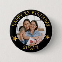 Custom Gold Happy Birthday Photo and Age Name