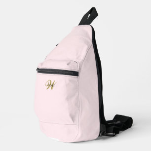 Custom Gold Initial l Girly Clean Blush Pink Sling Bag