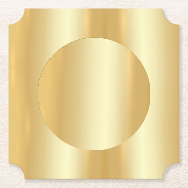 Custom Gold Look Blank Elegant Template Modern Paper Coaster (Front)