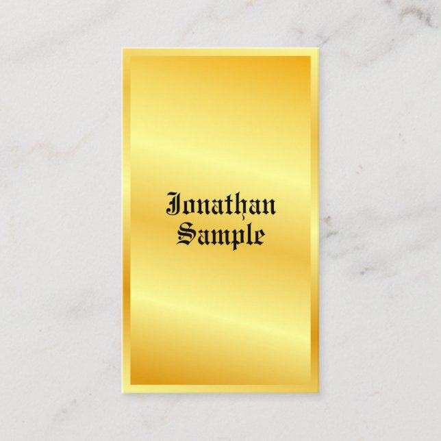 Custom Gold Look Classic Old Style Text Elegant Business Card (Front)