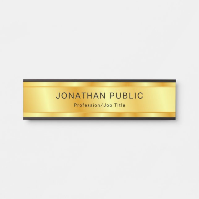 Custom Gold Look Elegant Modern Trendy Template Door Sign (Front)