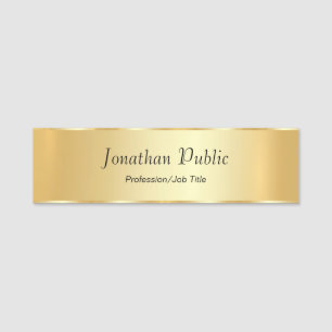 Custom Gold Look Glamorous Modern Script Template Name Tag