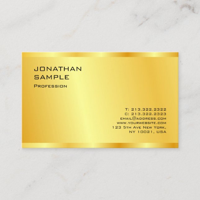 Custom Gold Look Modern Elegant Professional Business Card (Front)