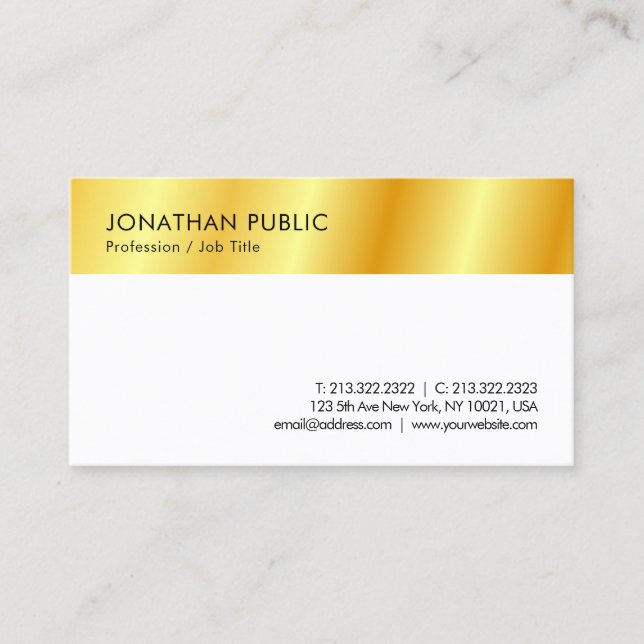 Custom Gold Look Modern Simple Template Business Card (Front)