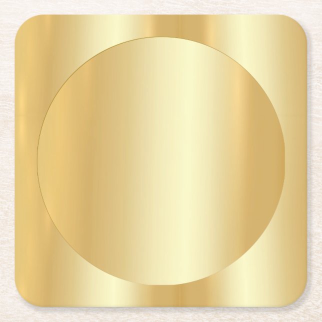 Custom Gold Look Trendy Modern Blank Template Square Paper Coaster (Front)