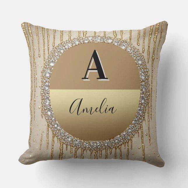 Custom Gold Monogram Gift For Wedding And Events Cushion (Front)