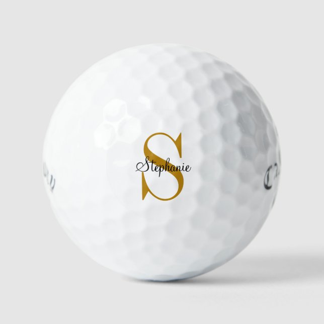 Custom Gold Monogram Name Initial  Golf Ball (Front)
