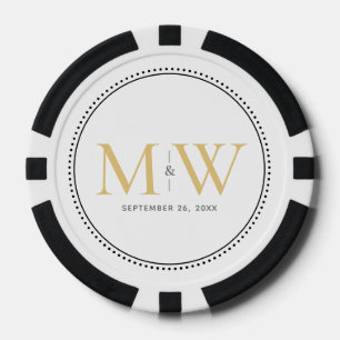 Custom Gold Monogrammed Wedding Date Poker Chips