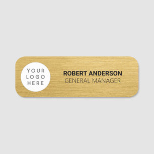 Custom Gold Office Name Tag with Logo