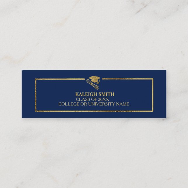 Custom Gold on Navy Blue Graduation Insert Name (Front)
