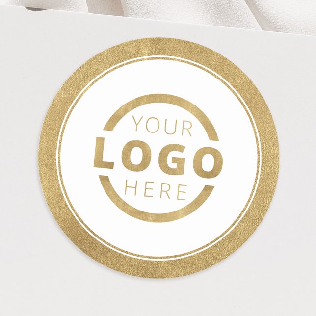 Custom Gold Promotional Business Logo Branded Classic Round Sticker (Creator Uploaded)
