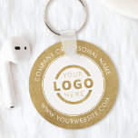 Custom Gold Promotional Business Logo Branded Key Ring<br><div class="desc">Easily personalize this coaster with your own company logo or custom image. You can change the background color to match your logo or corporate colors. Custom branded keychains with your business logo are useful and lightweight giveaways for clients and employees while also marketing your business. No minimum order quantity. Bring...</div>