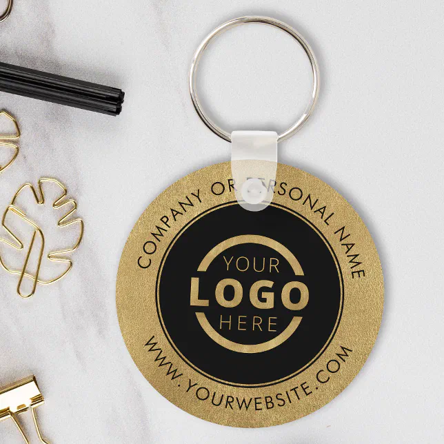 Custom Gold Promotional Business Logo Branded Key Ring | Zazzle
