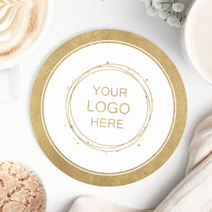 Custom Gold Promotional Business Logo Branded Round Paper Coaster