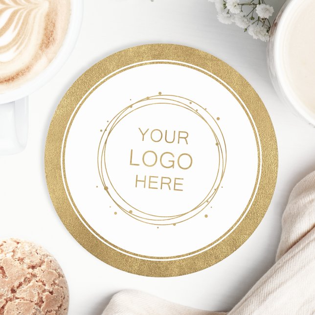 Custom Gold Promotional Business Logo Branded Round Paper Coaster (Creator Uploaded)