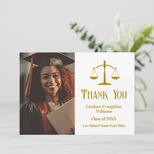 Custom Gold Scales of Justice Lawyer Photo Thank You Card