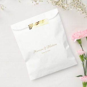 Custom gold Script Couple Name Date Wedding Favour Bag
