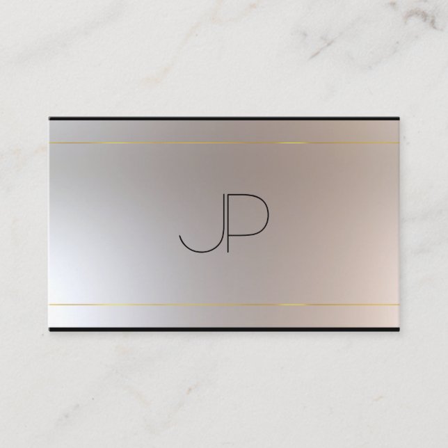 Custom Gold Silver Look Modern Monogram Elegant Business Card (Front)