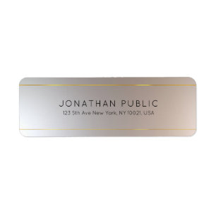 Custom Gold Silver Modern Elegant Template Return Address Label