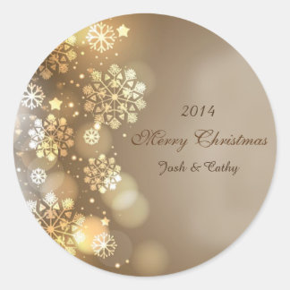 Custom Gold Snowflakes Wine Label for Christmas