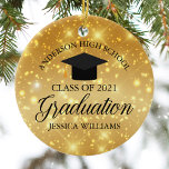 Custom Gold Sparkle Graduation Monogram Glam Ceramic Ornament<br><div class="desc">Elegant faux gold sparkle graduation ornament for a high school or college graduate. Monogram this beautiful gift with your custom senior name and class in the centre.</div>