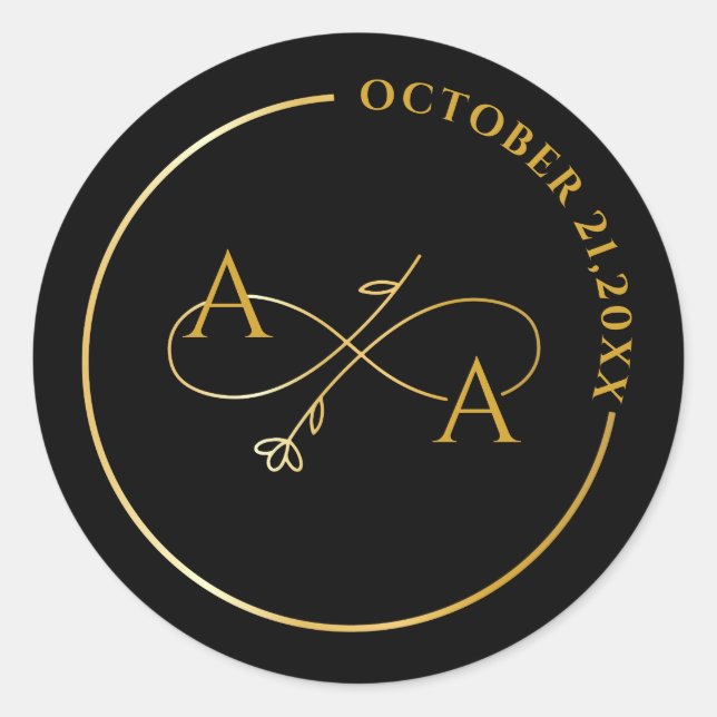 Custom gold Sticker for wedding infinity love (Front)