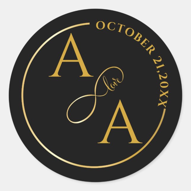 Custom gold Sticker for wedding infinity love (Front)