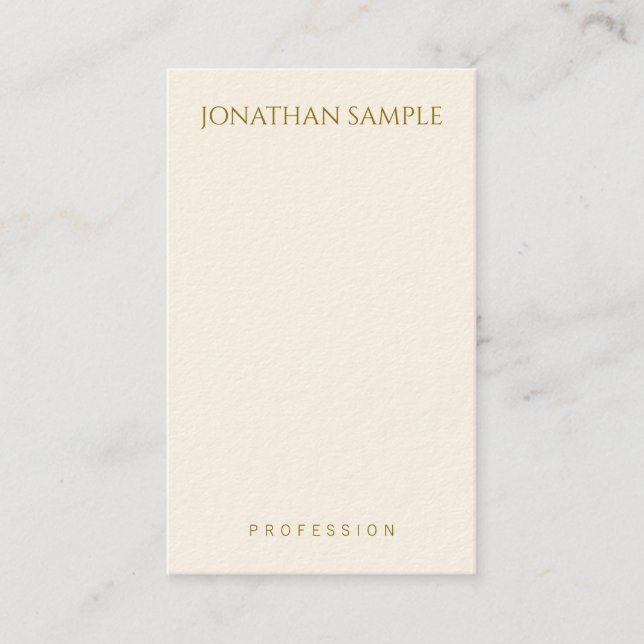 Custom Gold Text Elegant Modern Template Vertical Business Card (Front)