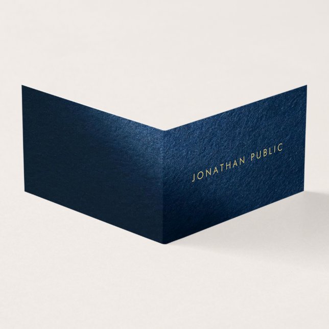 Custom Gold Text Modern Elegant Luxury Folded Business Card (Outside)