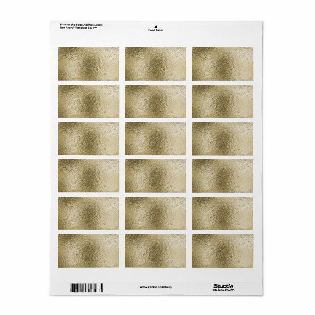 Custom Gold Textured Metallic Look Template Label (Full Sheet)