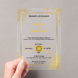 Custom Gold Together with Their families Wedding Acrylic Invitations