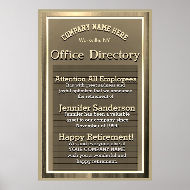 Custom Gold Vintage Retirement Sign (Front)