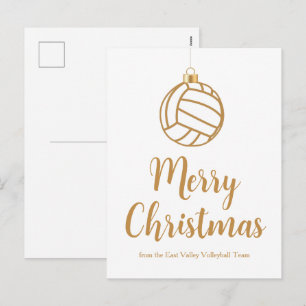 Custom Gold Volleyball Ornament Merry Christmas Holiday Postcard