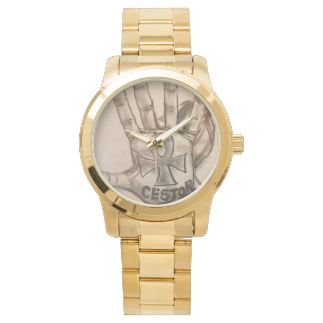 custom gold watch fo men..ankhcestor brand casual (Front)