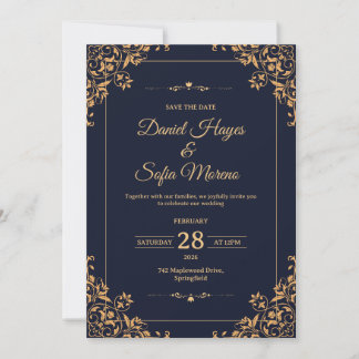 Custom Gold Wedding Invitation | 