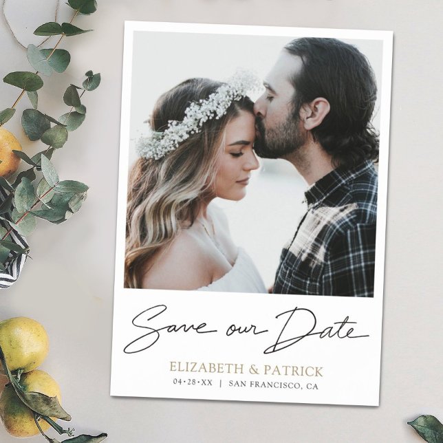 Custom Gold Wedding Invitation Magnets with Photo (Creator Uploaded)