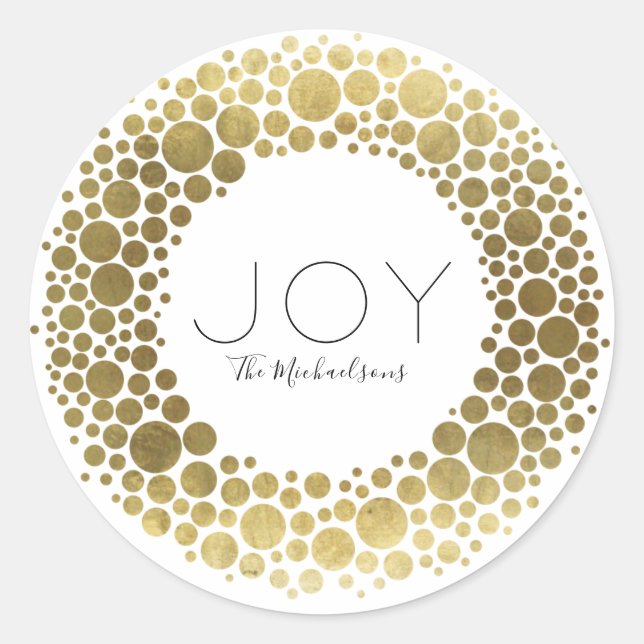 Custom Gold Wreath Christmas Holiday Sticker (Front)