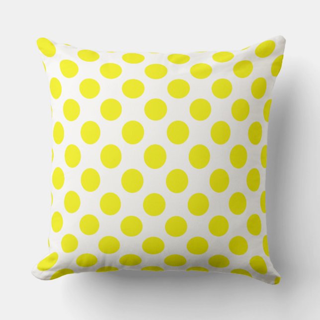 Custom Gold Yellow Big Polka Dot Throw Pillow (Front)