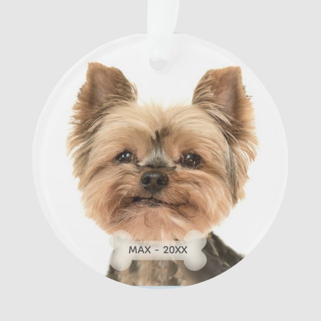 Custom Gold Yorkshire Terrier Dog Photo Ornament (Front)