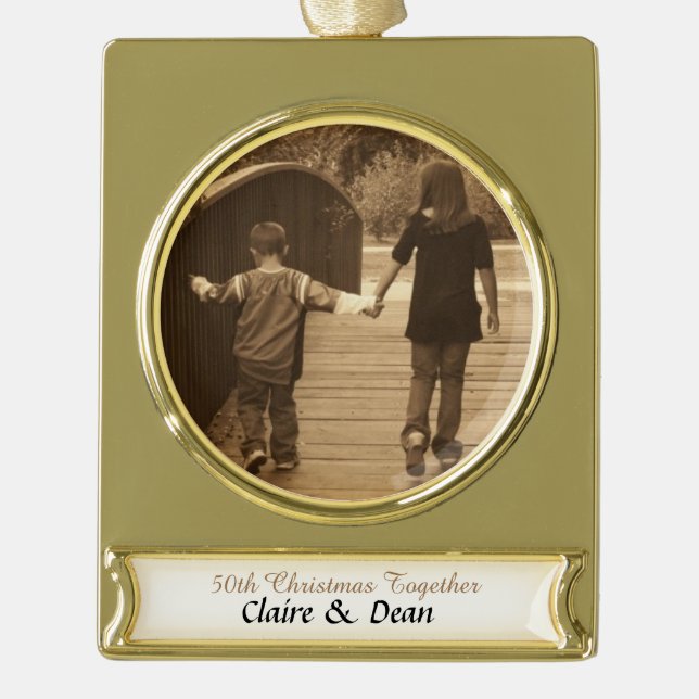 Custom Golden Anniversary Photo Ornament  (Front)