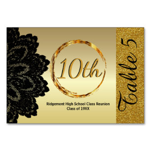 Custom Golden Class Reunion Table Number