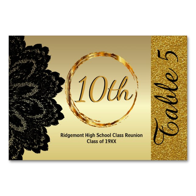 Custom Golden Class Reunion Table Number (Back)