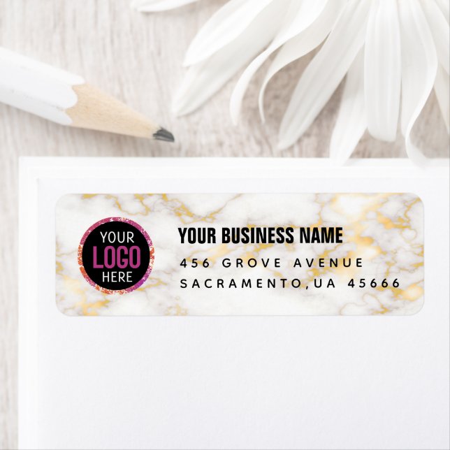 Custom golden colour  Business Logo Label Return Address Label (Insitu)
