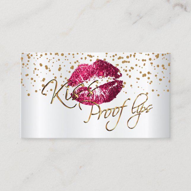 Custom - Golden Confetti & Hot Pink Lips 2 Business Card (Front)