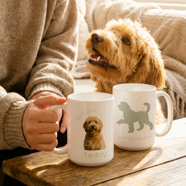 Custom Golden Doodle Photo I Woof You Personalised Coffee Mug (Creator Uploaded)