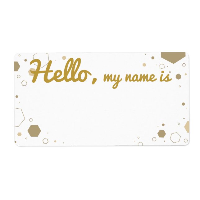 Custom Golden Hexagon Name Tag (Front)