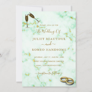 Custom Golden Marble Wedding Invitation Example