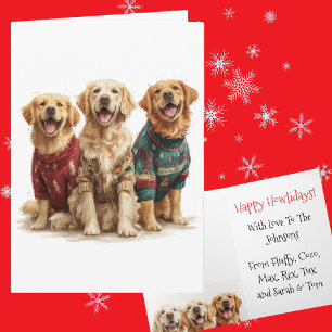 Custom Golden Retriever Christmas Ugly Sweater Card