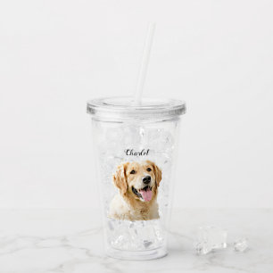 Custom Golden Retriever Dog Personalised Drawn Acrylic Tumbler
